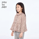Jnby by JNBY New Jiangnan Buyi children's clothing long-sleeved shirt A-shaped lotus leaf collar raglan sleeves 25 autumn girls 1P7211860 906/pink gray 130 cm