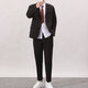 GOKU youth college style suit suit male high school student graduation photo uniform loose handsome DK tie suit jacket black suit + white long-sleeved shirt + trousers + red tie XL Height 165-180cm Weight 120-135 Jin Jin is equal to 0.5 kg