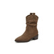 Daphne (Daphne) Retro -Pfahlstiefel für Frauen 2025 Herbst neue Frauenstiefel Casual Short Stiefel Western Denim Stiefel Khaki Single -Layer -Absatzhöhe 5cm 38 (240 mm)