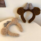 Miao Yijia Sweet Bow Cute Bear Ears Plush Headband Women's Winter Face Wash Makeup Hairband Brown Hairband Trendy Bow Bear Hairband Khaki