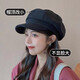 LZJV black British beret men's big head circumference autumn and winter retro hat octagonal hat men's style ins black trend black