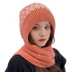 JKASHDK hat and scarf all-in-one women's velvet thickened woolen hat ear protection fashionable knitted hat cycling versatile anti-small label hairband orange adult one size plus velvet thickening