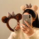 Miao Yijia Sweet Bow Cute Bear Ears Plush Headband Women's Winter Face Wash Makeup Hairband Brown Hairband Trendy Bow Bear Hairband Khaki