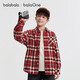 Balabala children's clothing boys' shirts children's big children's clothes new autumn and winter velvet jackets warm plaid shirts versatile red tone 00366 120