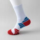 Tuoharu kontrastierende Farbe mittelschweren Socken, farbenfrohe Socken, personalisierte Sportstreifen, farbblockierende Doppelnadel-Mittelröhren-Marathon 16804 Blau und Lila 38-43