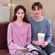 American Standard New Long Sleeve Couples Pure Cotton Pajamas for Women Spring and Autumn Simple Casual Plaid Cotton Wearable Outerwear Home Clothing Suit for Men Edelweiss Blue 3XL