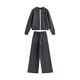 Chuyu Contrast Color Sweater Jacket Wide Leg Pants Women's 2025 Winter New Thick Arctic Velvet Sports Style Two-piece Suit Dark Gray S