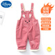 Disney (Disney) overalls for baby girls spring and autumn 2025 new girls spring wear children's corduroy baby children's pure cotton pants 7092 blue double layer plus velvet (10-20) 110cm (XXXL code/recommended 92-100cm)