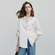 Chuyu love embroidered shirt for women 2025 new autumn style simple versatile solid color top pure cotton shirt white M