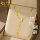 CHINA GOLD 18K gold necklace female fugitive princess butterfly tassel chain plain chain jewelry birthday gift for girlfriend and wife 18K gold fairy butterfly chain about 2g brand gift box