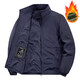 Stand collar jacket men's thickened 2025 winter new casual plus velvet warm jacket outdoor windproof and waterproof jacket black L (recommended 120-135Jin Jin equals 0.5kg)