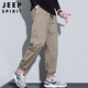 JEEP SPIRIT Jeep casual pants men's autumn and winter loose ankle-length nine-point pants outdoor mountain overalls khaki 3XL