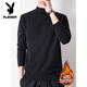 Playboy (PLAYBOY) men's pullover half turtleneck sweater men's autumn and winter velvet black inner mid-collar knitted bottoming shirt round neck white 3XL recommended 165-185Jin Jin equals 0.5 kg