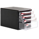 Deli / 9795 Armoire de fichier de bureau Transparent tiroir transparent Cabine de rangement de rangement Plastique A4 avec verrouillage 4 couches 9794 Gray foncé par défaut