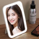 LED makeup mirror with light fill-in female folding Internet celebrity student ins style small mirror dormitory desktop portable makeup mirror square 7.5-inch beauty mirror white + smart touch + three-tone lighting