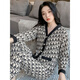 Victoria's style [counter quality] Mickey pajamas for women's summer ice silk two-piece set 2024 new large size women's spring and autumn style home 869#NY flowers L