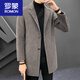 ROMON double-sided cashmere coat men's mid-length Korean style autumn and winter thickened Nizi British windbreaker wool woolen coat mixed coffee-18705 M 110-125Jin Jin is equal to 0.5 kg