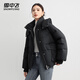 Flying in the snow short down jacket for women 2025 winter new hooded casual thickened warm 90 velvet jacket trendy black XS