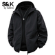 Baleno S&K Series Spring and Autumn Men's Jacket 2025 New Hooded Light Thick Jacket Outdoor Mountaineering Men's Black 2XL