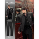 Chihuan Light Luxury Shoulder Pads Small Fragrance Style Suit Jacket Men's High-end and Handsome Cleanfit Male Model Wear Two-piece Suit Black Suit Two-piece XL