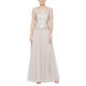 Alex Evenings Women's Long V-Neck Embroidered Mother of the Bride Dress Taupe 10