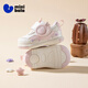 Minibala children's shoes, children's toddler shoes, winter new baby plus velvet warm baby walking shoes for men and women, soft-soled shoes, pink size 18, suitable for feet length 11.3-11.8cm