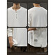 Spring and Autumn New 2025 Pure Cotton Henley Collar Men's Sweater Loose Long Sleeve T-Shirt American Top White Bottoming Shirt BN201 White Velvet L Suitable Weight 130-145Jin Jin is equal to 0.5 kg