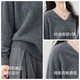 Musley Queen2025 Herbst Wolle Velvet Strickjacke für Frauen V-Ausschnitt Lose nahtlose weiche Feste Farbe Einfacher Pullover vielseitiger Pullover Ziegegrau Eins Größe
