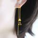 Xingu 18K gold hollow geometric long ear wire temperament gold triangle 999 tassel earrings imitation foot gold earrings for women rhombus ear wire