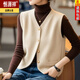 Hengyuanxiang fashion age-reducing wool knitted vest for women spring and autumn new temperament single-breasted cardigan sleeveless top vest khaki 2XL recommended 120-130