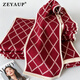 ZEYAUP 100% wool scarf for women in autumn and winter thickened warm scarf as a Christmas and New Year birthday gift for girls and wives, red and white rhombus, brand high-end light luxury gift box, practical for girlfriends and lovers, one size fits all