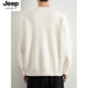JEEP SPIRIT Jeep sweater men's new autumn and winter loose round neck white sweater with sweater for boys Henry shirt handsome WE25621 white M recommended 95-115Jin Jin equals 0.5 kg