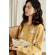 Mysterious lamb jacquard knitted cardigan for women 2025 autumn new lamb velvet two colors optional loose and gentle sweater coffee color coffee color L