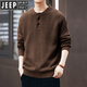 JEEP SPIRIT Jeep American retro knitted Henry sweater lazy style autumn and winter thickened vertical striped workwear pullover sweater for men Khaki S suitable for 90-110Jin Jin equals 0.5 kg