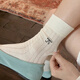 VCICTIOLIA atmosphere gray socks women's mid-calf socks summer thin hollow ballet style stockings gray + milk white one size