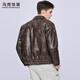Mark Huafei пуховик из искусственной кожи с лацканами, мужская осень и зима 2025, новая высококачественная повседневная кожаная куртка в стиле ретро 7007 кофейного цвета 303 M 170