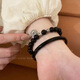 Black beaded bracelet bracelet set for girls 2024 new retro Zen couple best friend bracelet hand jewelry M634 Zen peace buckle black bead bracelet