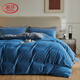 Langsha's new type A baby velvet Dove velvet baby velvet milk velvet French velvet solid color four-piece set plus velvet thickened bedding Blue blue + Nordic gray bed sheet style 1.2m three-piece set