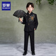 Luo Meng Boys' New Chinese Suit Jacket Tang Suit Chinese Style Tunic Suit Children's Suit Performance Clothing Black 160