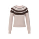 Coletier 2025 winter new 100 sheep wool Fair Isle retro pullover sweater for women, light orange S