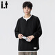 CHOCOOLATE it2025 Autumn Henry Collar Sweatshirt Men's Loose Casual Pullover Black M Recommended 110Jin Jin is equal to 0.5kg -125Jin Jin is equal to 0.5kg