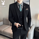 Playboy (PLAYBOY) suit suit men's jacket British slim fit Korean style groom wedding dress formal casual suit 2019 brown single suit 2XL recommended to wear 136-155Jin Jin equals 0.5 kg
