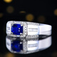 HEEKAIYI Sapphire Ring Men's Royal Blue 18k Gold Diamond Ring Chinese Valentine's Day Birthday Gift for Husband and Boyfriend No Burn GUILD/Royal Blue 0.97 carat Ring can be changed Contact customer service