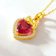 Beimixing Love Ruby Pendant Chain Necklace for Women 18k Gold Plated Titanium Steel Design Fashion Birthday Gift