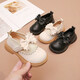 Bangboshi Girls' Small Leather Shoes Princess Shoes 2026 Four Seasons New British Style Girls' Versatile Soft Sole Performance and School Wear Single Shoes Bow-Off-White Size 28 Inner Length 17.4cm