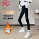 Langsha Shark Pants Women's Winter Thickened Leggings for Outerwear High-waisted Slimming Warm Tummy-Lifting Barbie Yoga Pants Plus Velvet Black Lamb-350g (Suitable-10~5 C) M Recommended 100-115 Jin Jin equals 0.5 kg