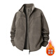 MiiOW Double-sided Polar Fleece Jacket Men's Winter 2025 New Fleece Warm Solid Color Loose Velvet Thickened Stand Collar Jacket Dark Gray XL