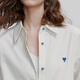 Chuyu love embroidered shirt for women 2025 new autumn style simple versatile solid color top pure cotton shirt white M