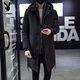 Playboy medium-length hooded down cotton coat for men, Korean version, slim and trendy 2025 winter simple thickened parka warm coat, black M