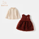 Banxidi girls dress autumn and winter new fashionable baby princess dress suit one-year-old dress winter children's mesh skirt red 100
